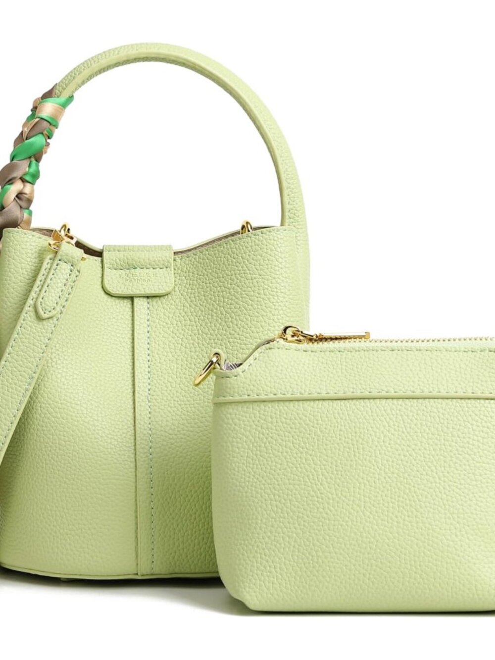 Women's small crossbody bag made of synthetic leather, mini bucket style shoulde